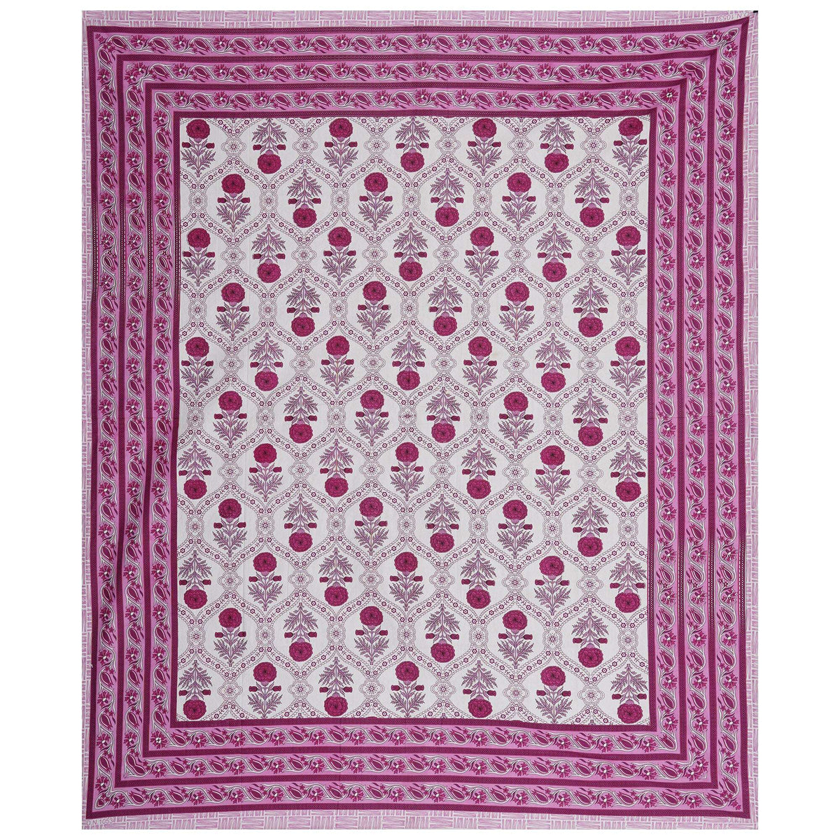 Rudra Bazaar Pink 210 TC Cotton Double King Bedsheet With 2 Pillow Covers