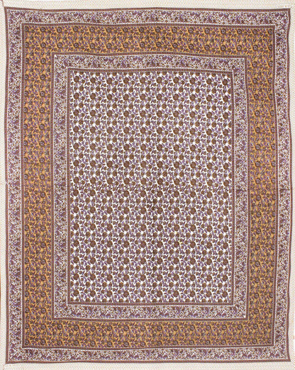Rudra Bazaar Purple Brown 210 TC Cotton Double King Bedsheet With 2 Pillow Covers