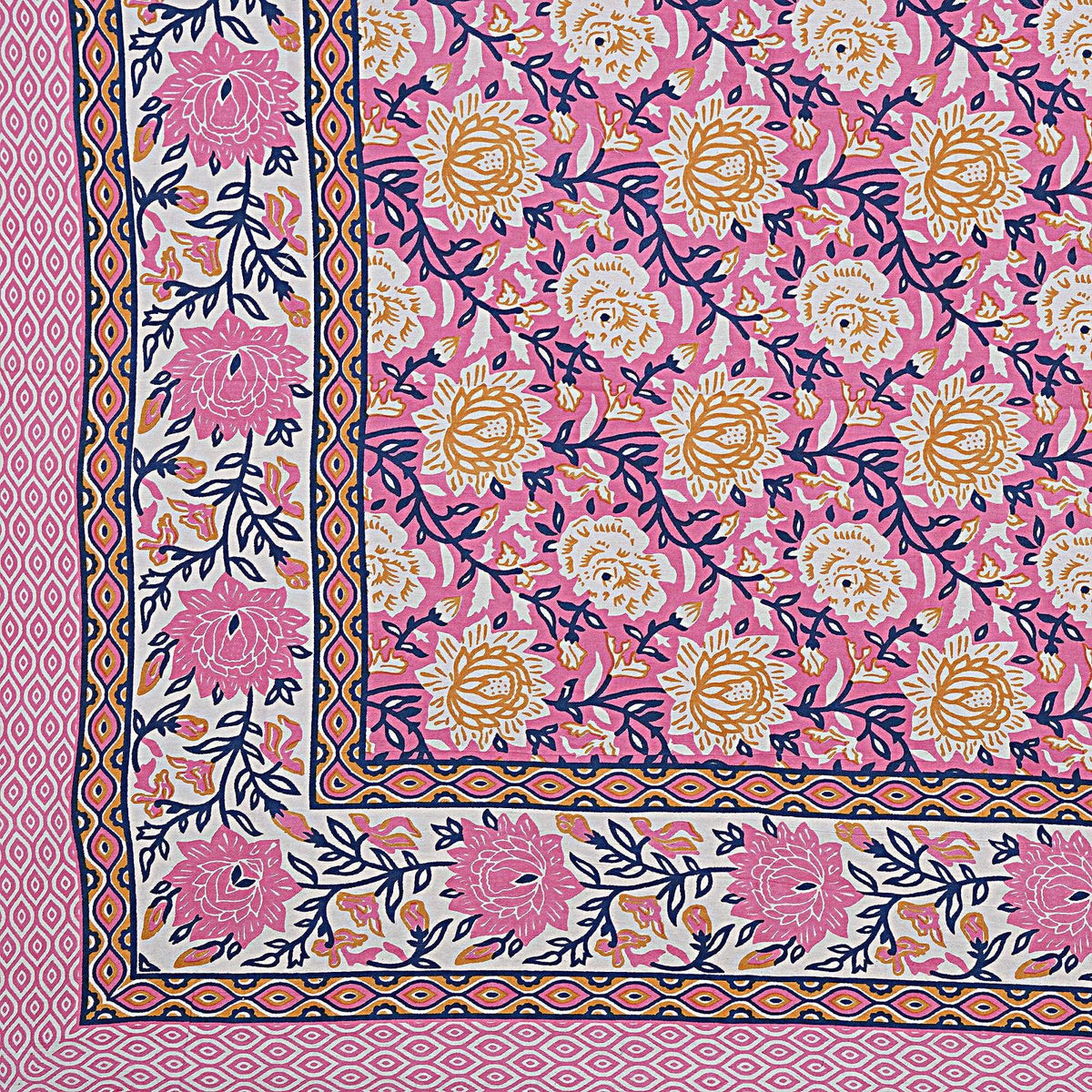 Rudra Bazaar Pink 210 TC Cotton Double King Bedsheet With 2 Pillow Covers