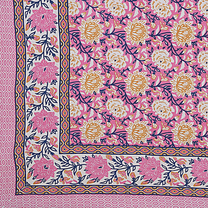 Rudra Bazaar Pink 210 TC Cotton Double King Bedsheet With 2 Pillow Covers