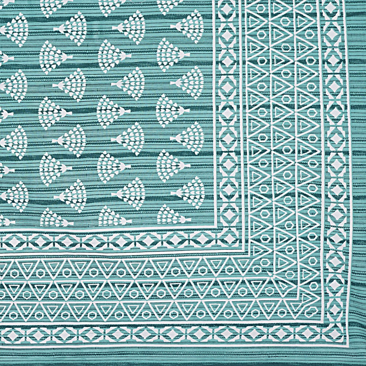 Rudra Bazaar Sea Green 210 TC Cotton Double King Bedsheet With 2 Pillow Covers
