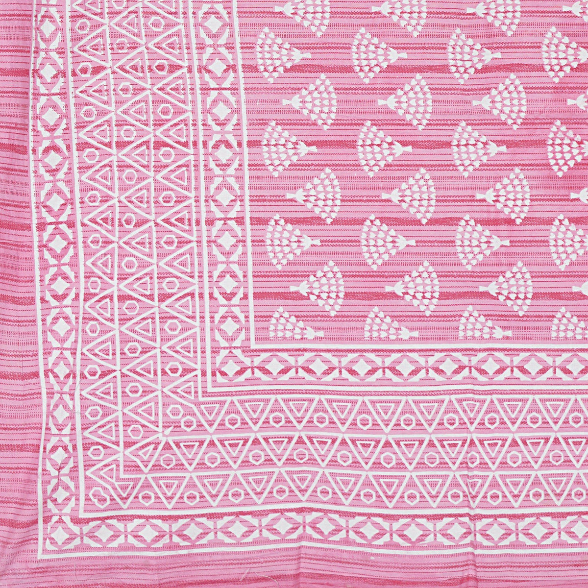 Rudra Bazaar Pink 210 TC Cotton Double King Bedsheet With 2 Pillow Covers