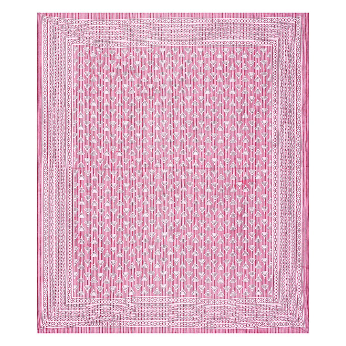 Rudra Bazaar Pink 210 TC Cotton Double King Bedsheet With 2 Pillow Covers