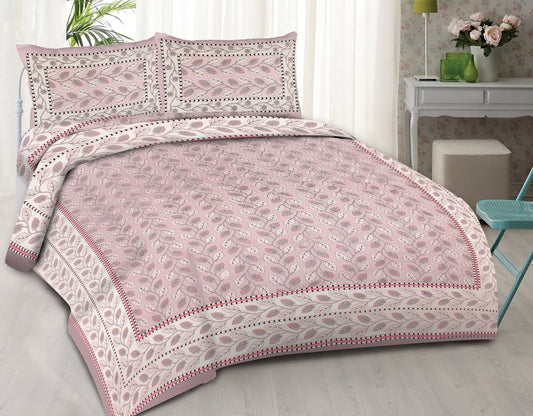 Rudra Bazaar Purple 210 TC Cotton Double King Bedsheet With 2 Pillow Covers