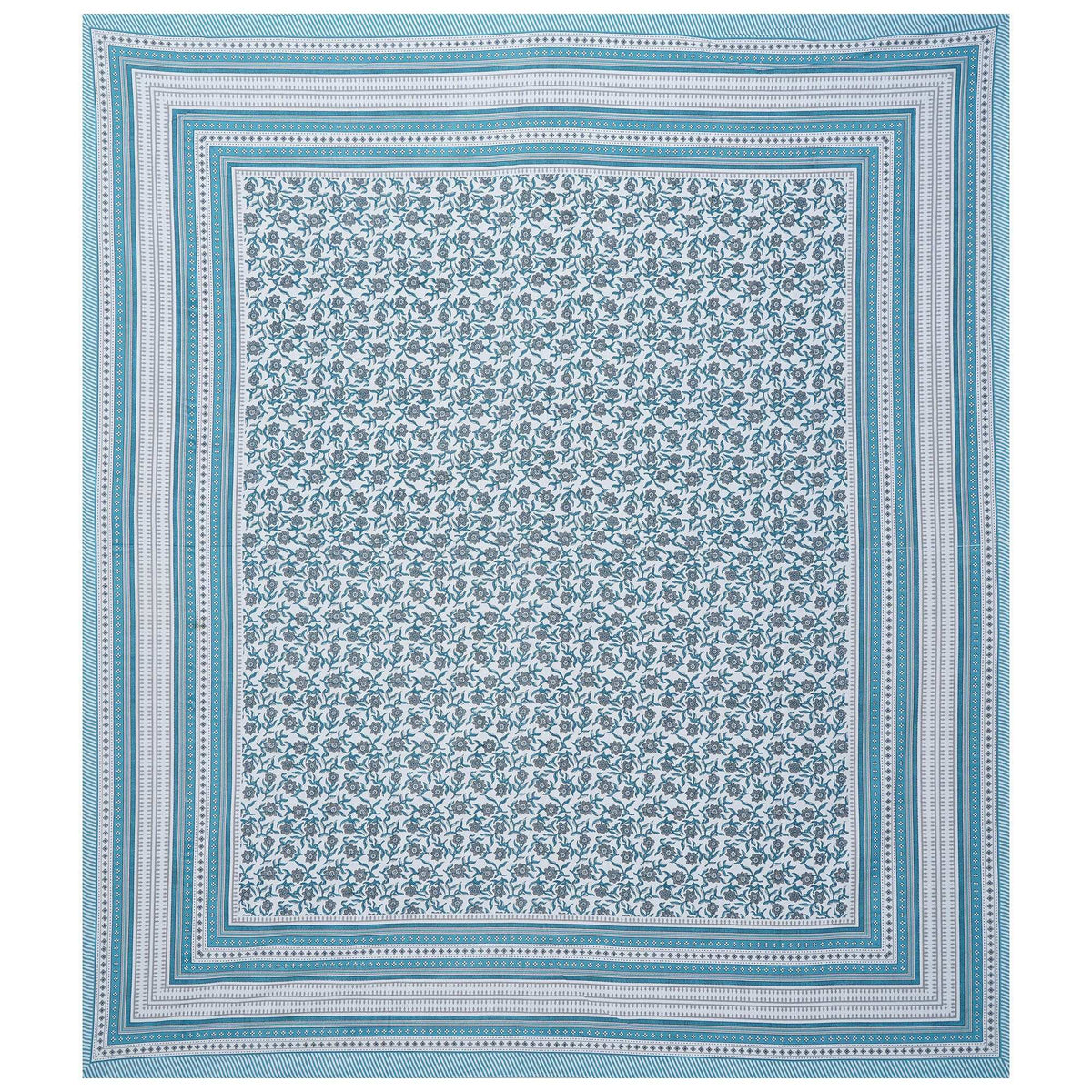 Rudra Bazaar Turquoise Blue 210 TC Cotton Double King Bedsheet With 2 Pillow Covers