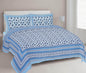 Rudra Bazaar Blue 210 TC Cotton Double King Bedsheet With 2 Pillow Covers