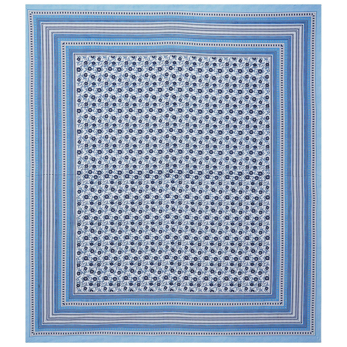 Rudra Bazaar Blue 210 TC Cotton Double King Bedsheet With 2 Pillow Covers