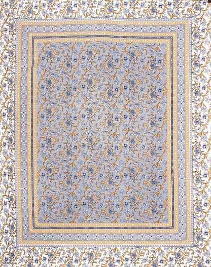 Rudra Bazaar Blue 210 TC Cotton Double King Bedsheet With 2 Pillow Covers
