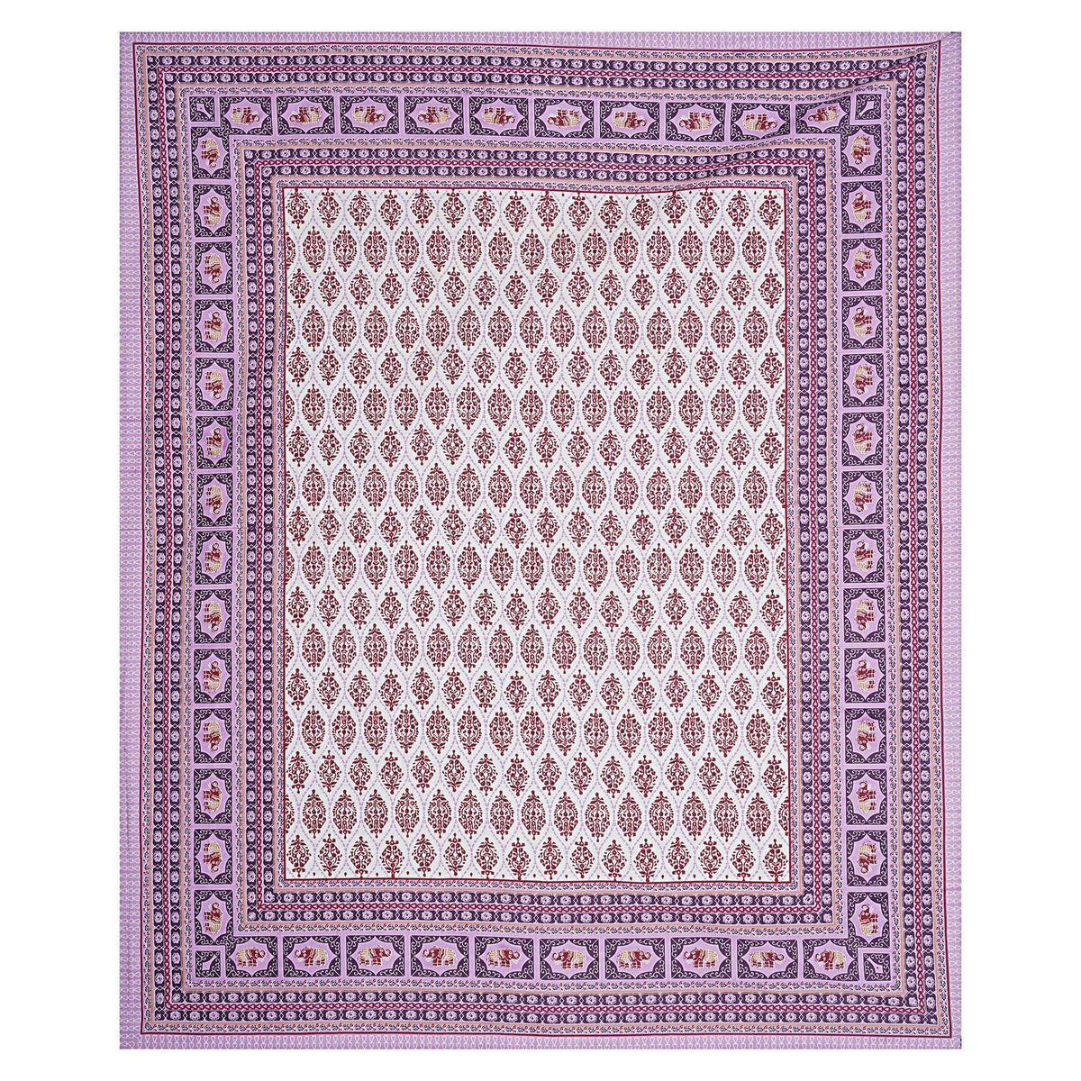 Rudra Bazaar Purple 210 TC Cotton Double King Bedsheet With 2 Pillow Covers