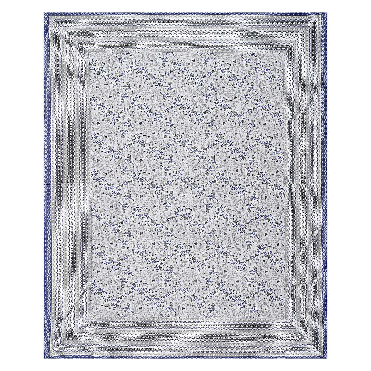 Rudra Bazaar Blue 210 TC Cotton Double King Bedsheet With 2 Pillow Covers
