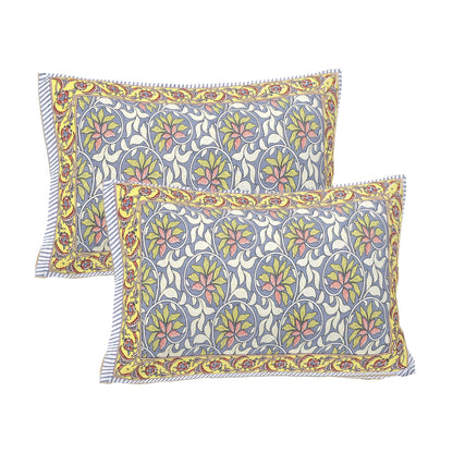 Rudra Bazaar Multi 210 TC Cotton Double King Bedsheet With 2 Pillow Covers