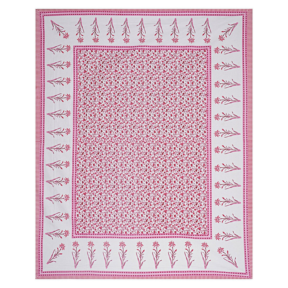 Rudra Bazaar Pink 210 TC Cotton Double King Bedsheet With 2 Pillow Covers