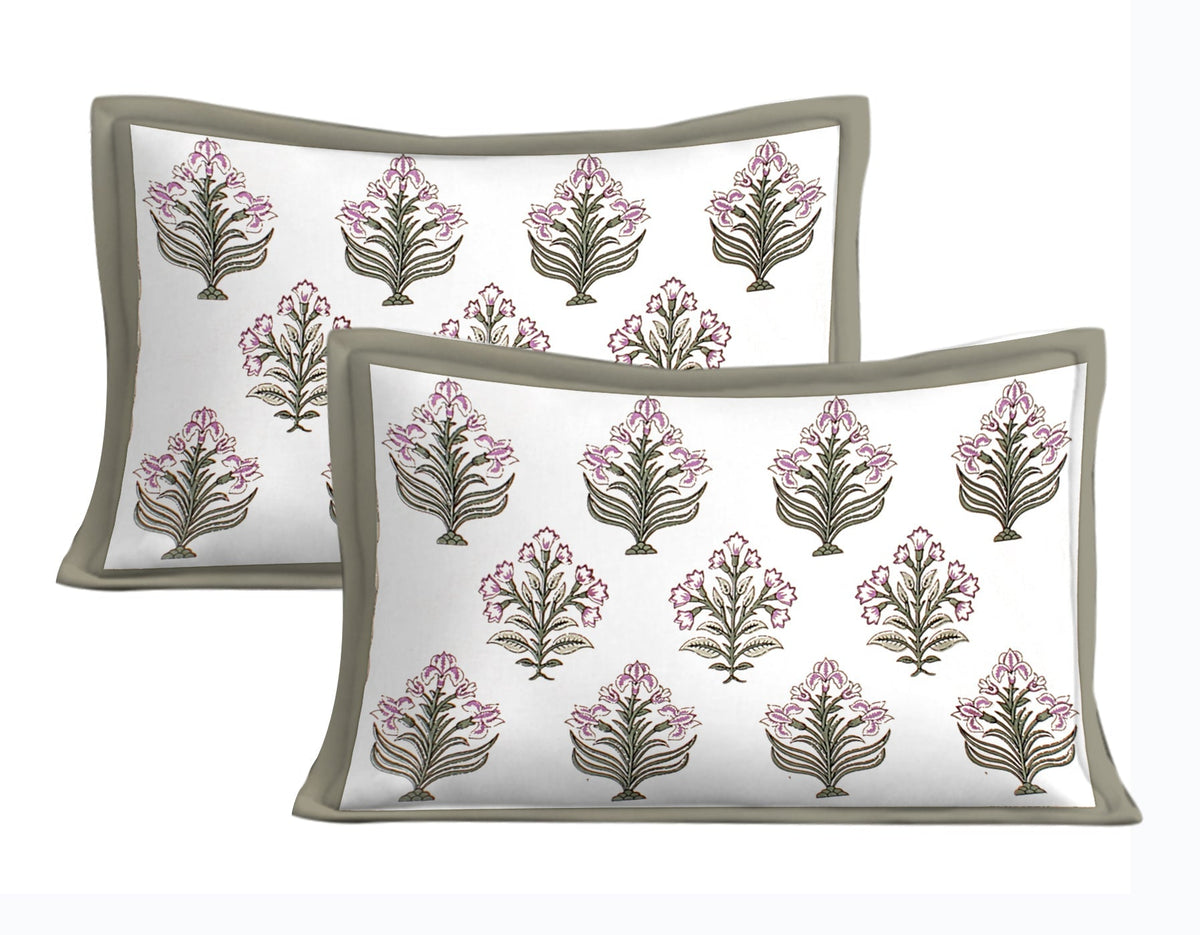 Rudra Bazaar Grey 210 TC Cotton Double King Bedsheet With 2 Pillow Covers