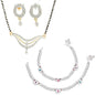 AanyaCentric Gold-Polished Mangalsutra Pendant Earring Set & Silver Plated Anklet