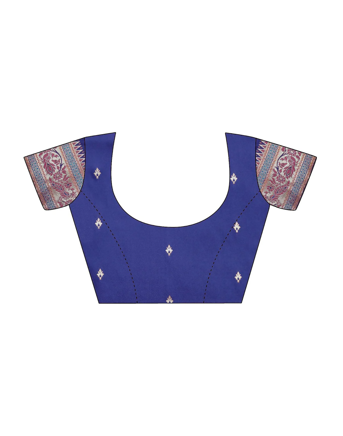 Vastranavya Blue Soft Paithani Silk Saree With Gold Zari Weaving Motifs With Matching Blouse Fabric