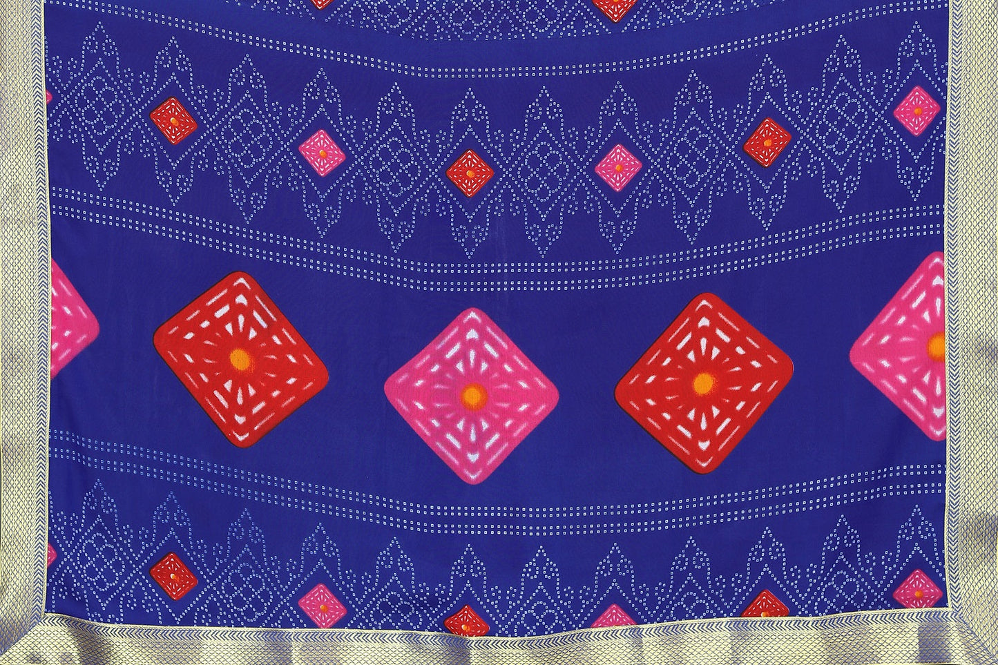 Vamika Blue Georgette Printed With Lace Saree