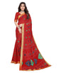 Vamika Red Georgette Printed With Lace Saree