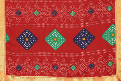 Vamika Red Georgette Printed With Lace Saree