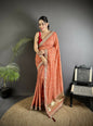 Joban Fashion Peach Bandhej Bandhani Vichitra Silk Bandhani Prints Saree