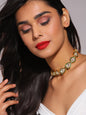 Green White Brass Gold-Polished Necklace - Ruby Raang