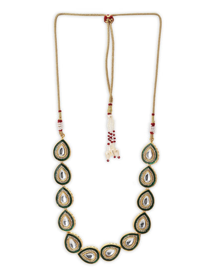 Green White Brass Gold-Polished Necklace - Ruby Raang