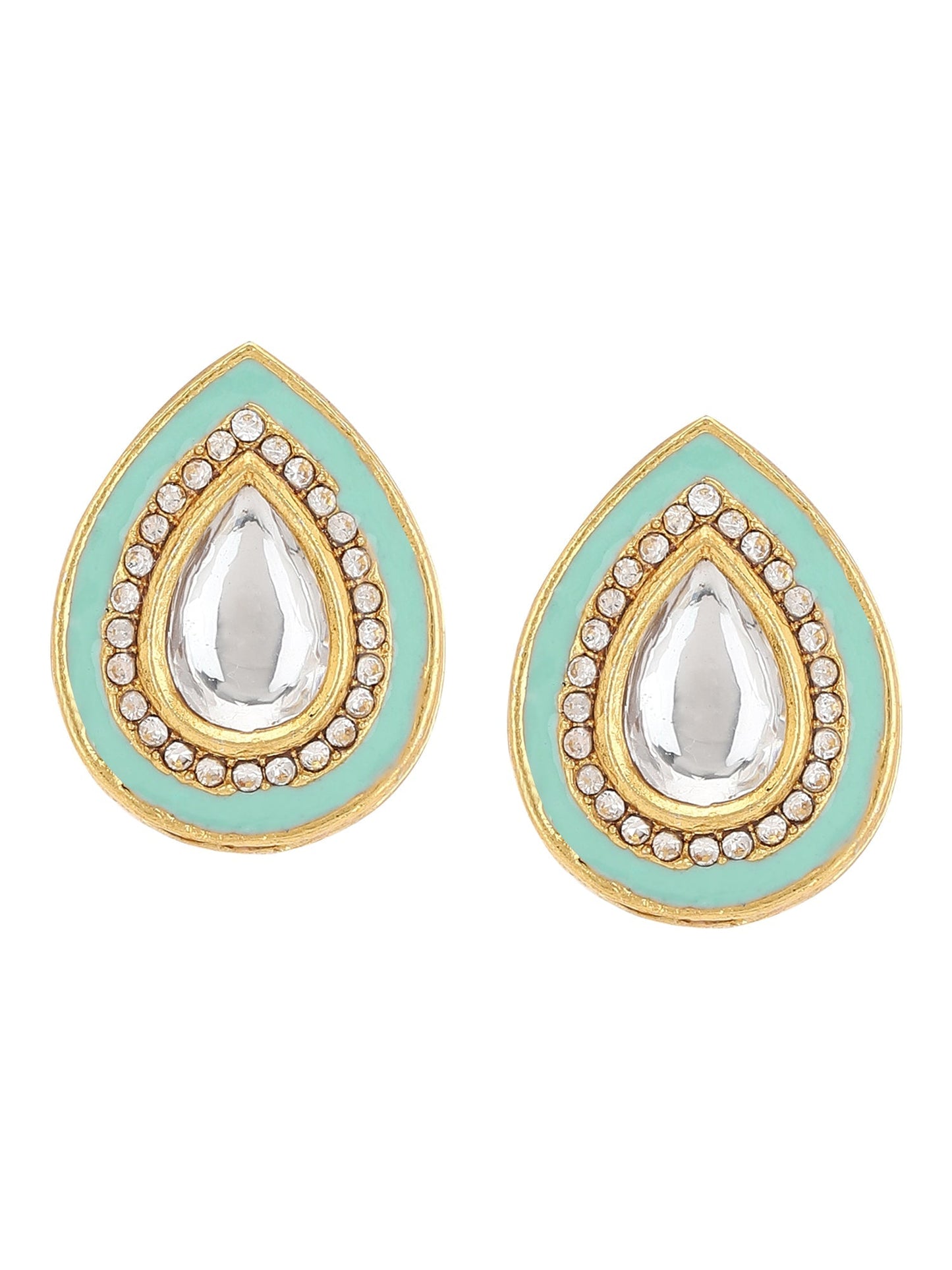 Blue Teardrop Shaped Studs Earrings - Ruby Raang
