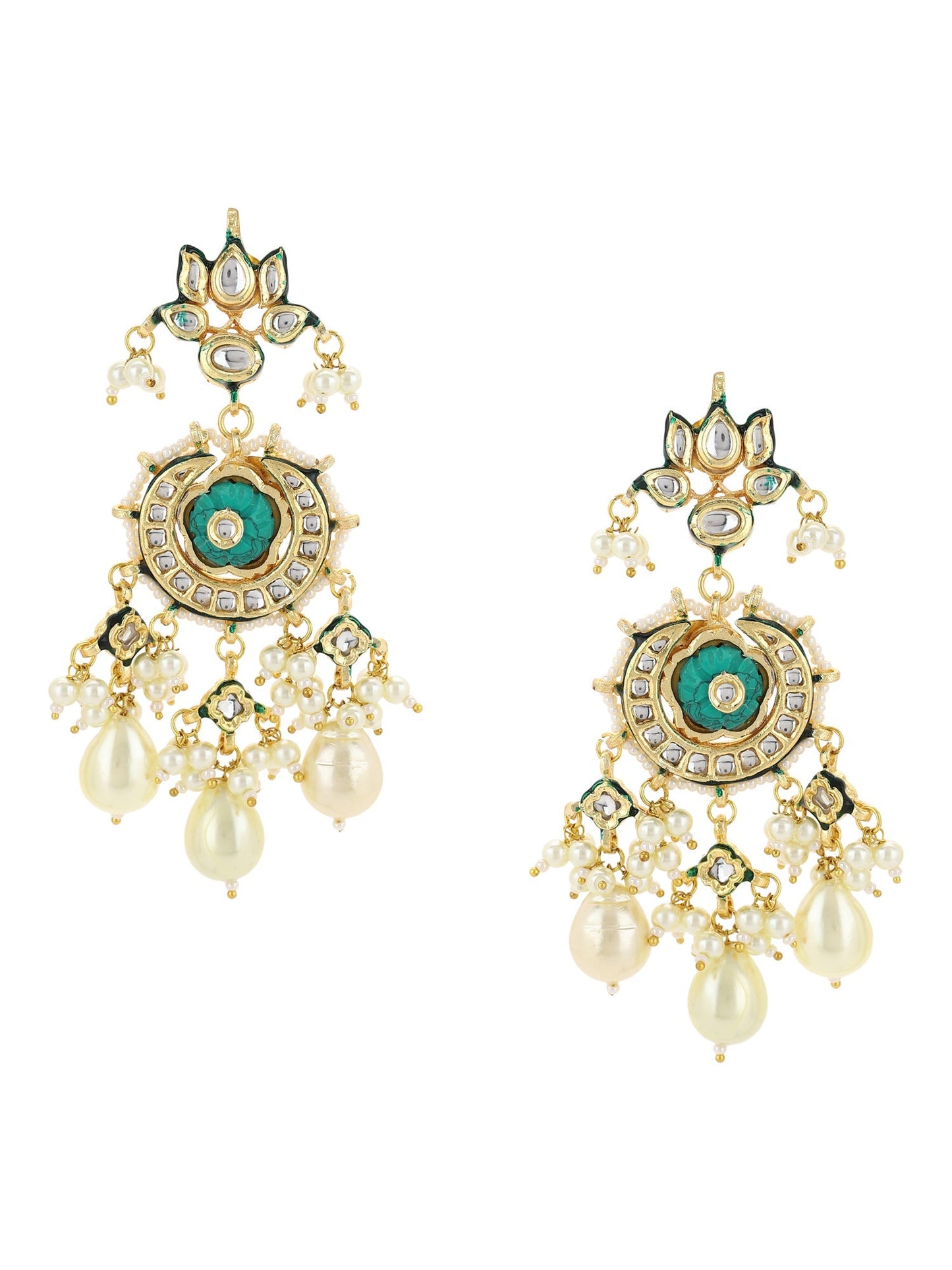 White Gold-Polished Circular Drop Earrings - Ruby Raang