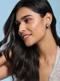 Black Teardrop Kundan Shaped Studs Earrings - Ruby Raang