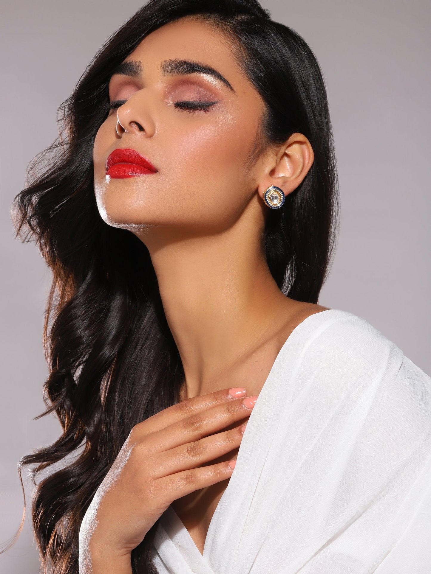 Blue Oval Drop Earrings - Ruby Raang