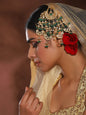 Gold-Polished White Green Kundan-Studded Beaded Jhoomar Passa - Ruby Raang
