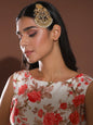 Gold-Polished White Kundan-Studded Beaded Handcrafted Jhumar Passa - Ruby Raang
