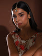 Gold-Polished White Kundan Studded Beaded Maang Tikka - Ruby Raang