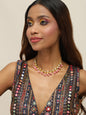 Gold-Toned Pink Gold-Polished Handcrafted Necklace - Ruby Raang