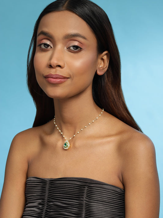 Gold-Polished White Brass Necklace - Ruby Raang