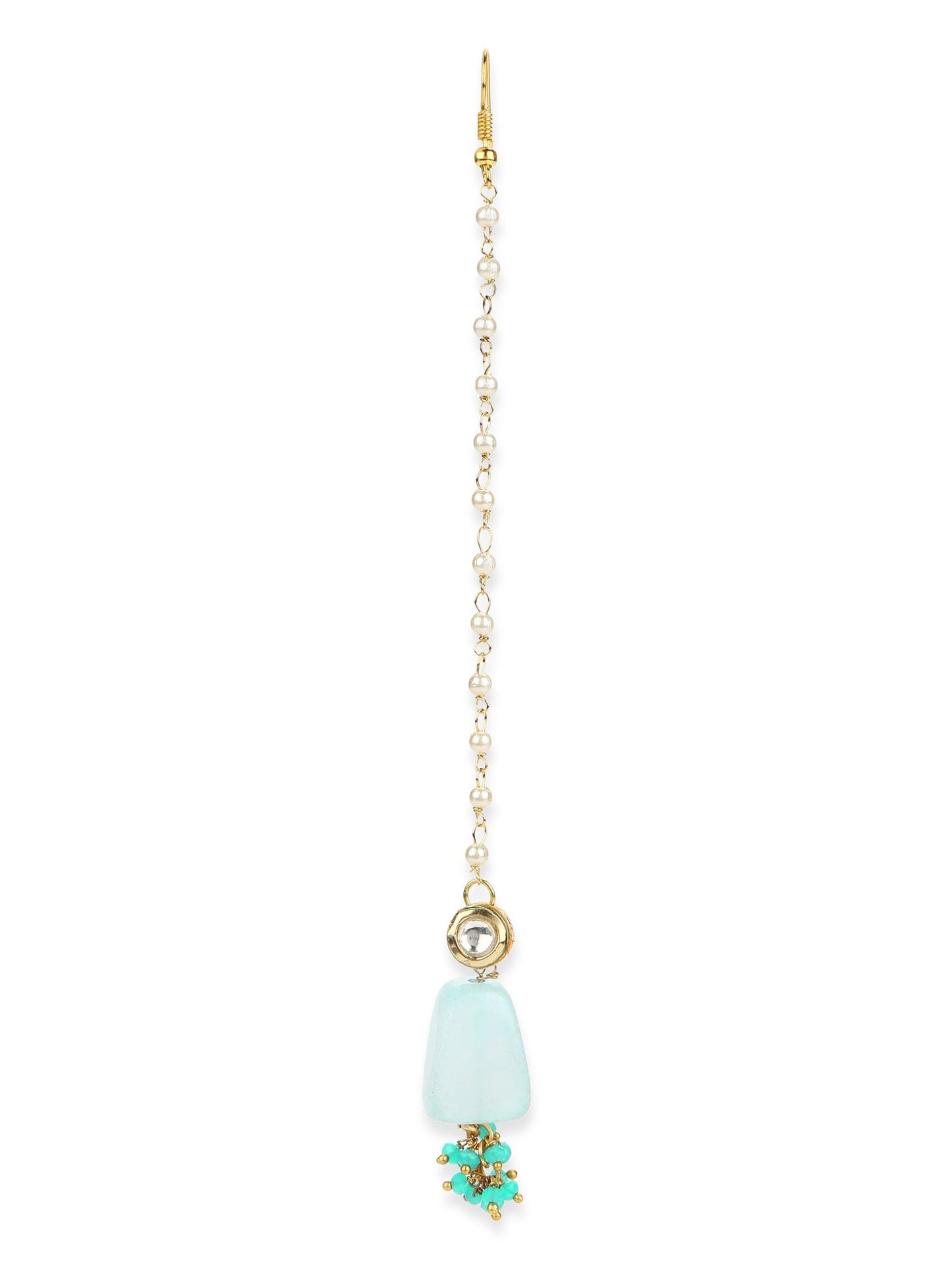Turquoise Blue Kundan Maang Tikka - Ruby Raang