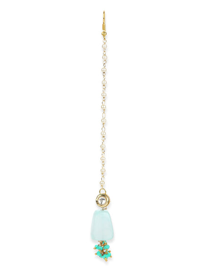 Turquoise Blue Kundan Maang Tikka - Ruby Raang