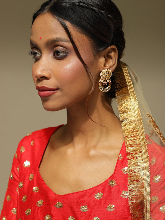 Gold-Toned Contemporary Studs Earrings - Ruby Raang