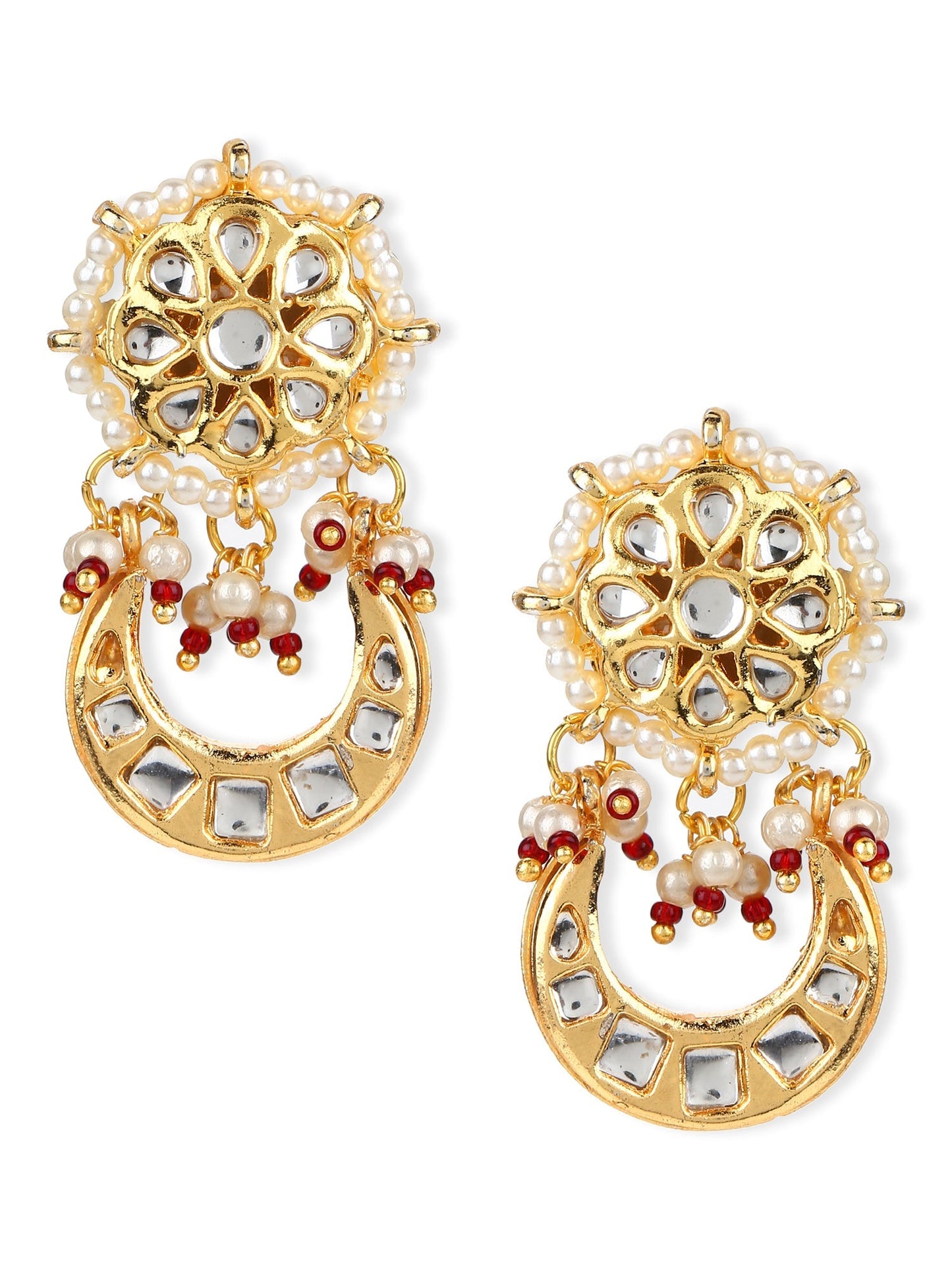 Gold-Toned Contemporary Studs Earrings - Ruby Raang