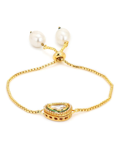 Women's Gold-Toned Brass Gold-Polished Charm Bracelet - Ruby Raang