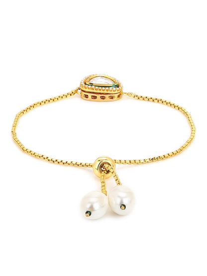 Women's Gold-Toned Brass Gold-Polished Charm Bracelet - Ruby Raang