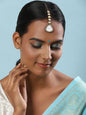 Silver-Plated Kundan Maang Tikka - Ruby Raang