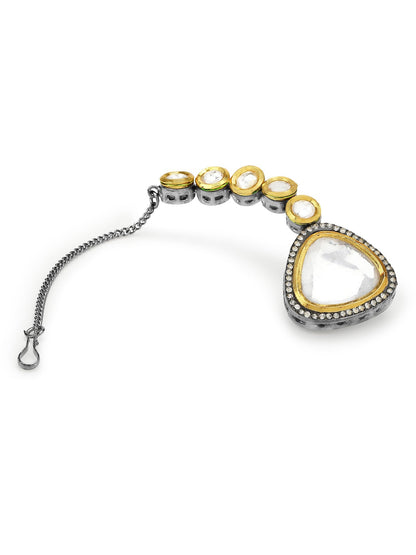 Silver-Plated Kundan Maang Tikka - Ruby Raang