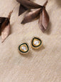 Gold-Polished Teardrop Kundan Studs Earrings - Ruby Raang
