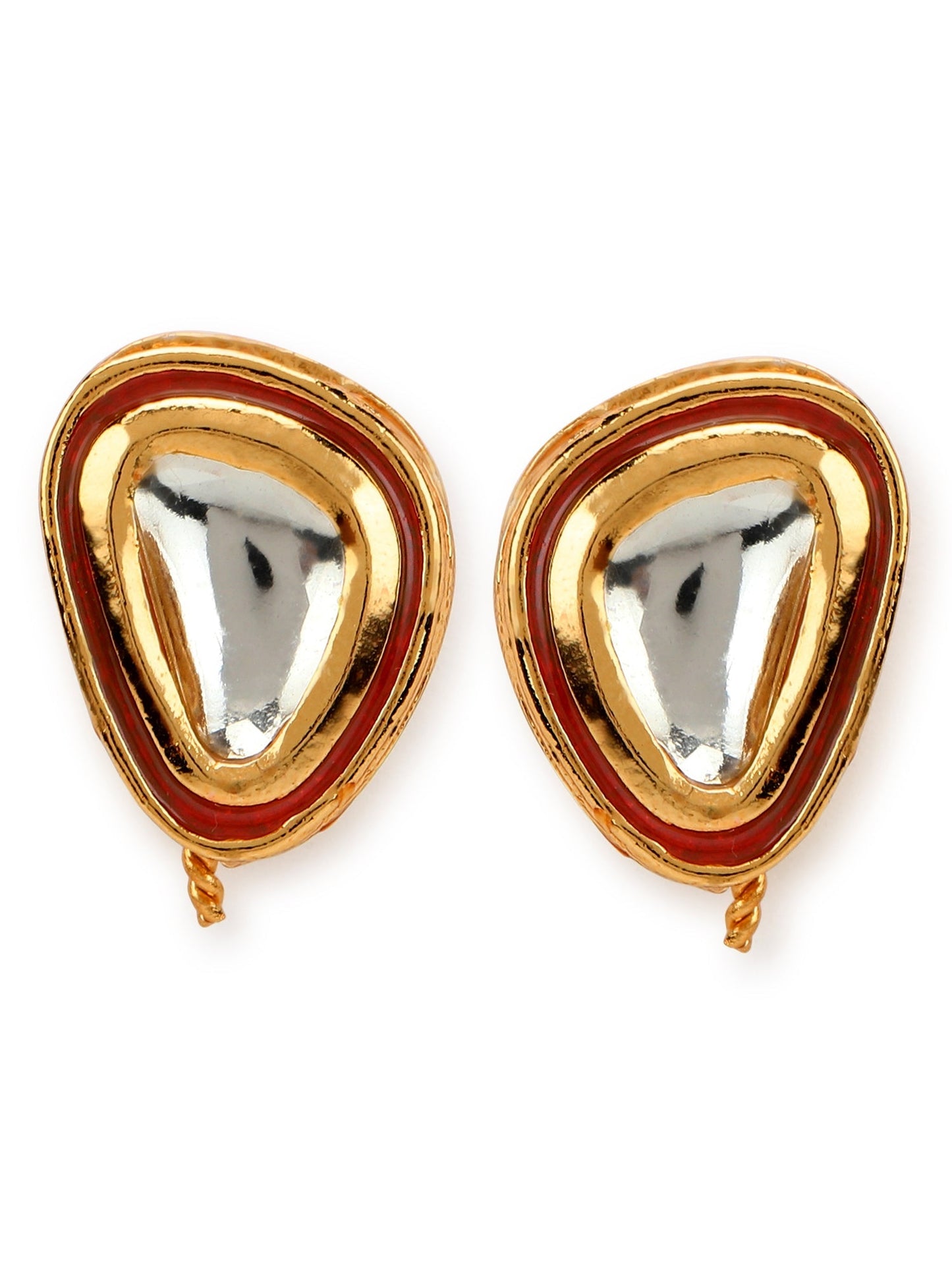 Red Circular Studs Earrings - Ruby Raang