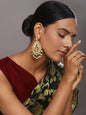 Gold-Polished Classic Kundan Studded Chandbalis Earrings - Ruby Raang