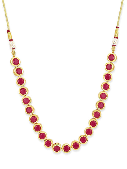Pink Brass Gold-Polished Necklace - Ruby Raang