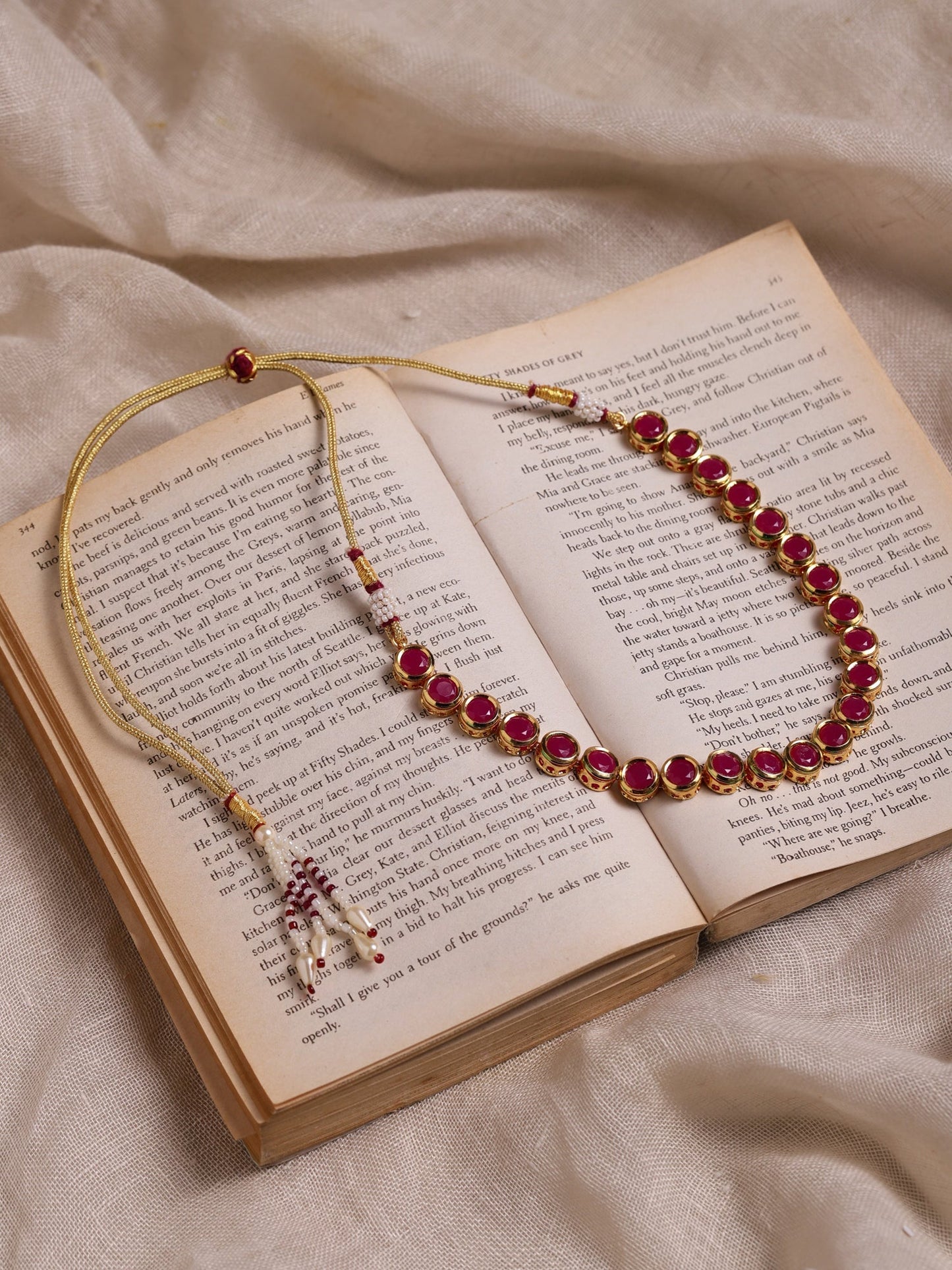 Pink Brass Gold-Polished Necklace - Ruby Raang