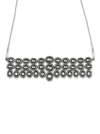 Black Silver-Plated Brass Necklace - Ruby Raang