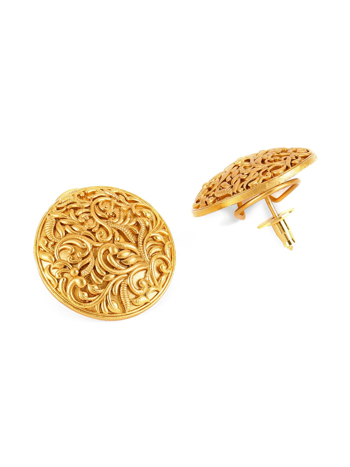 Round Golden Studs - Ruby Raang