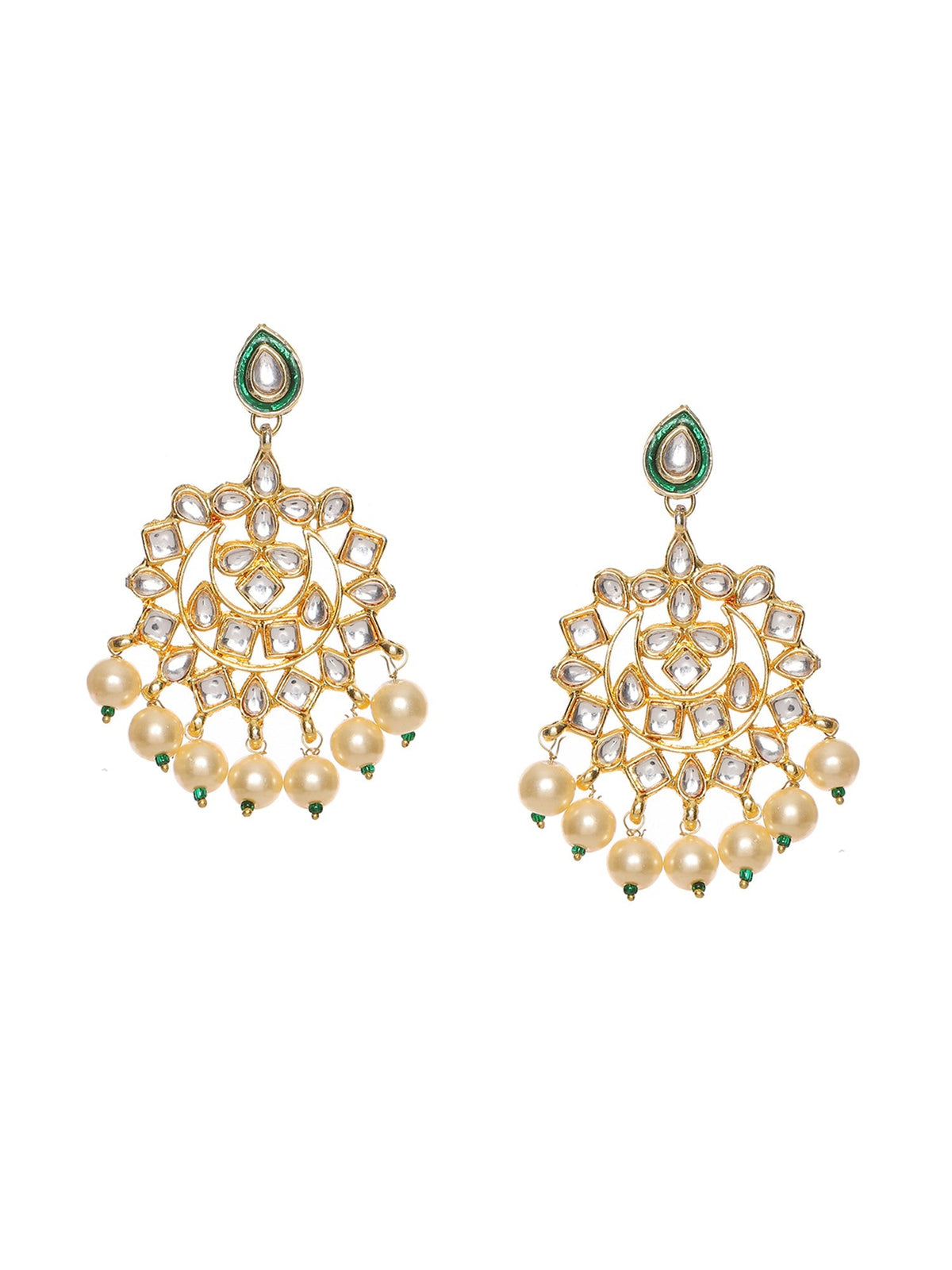 Kundan Chand Earrings - Ruby Raang